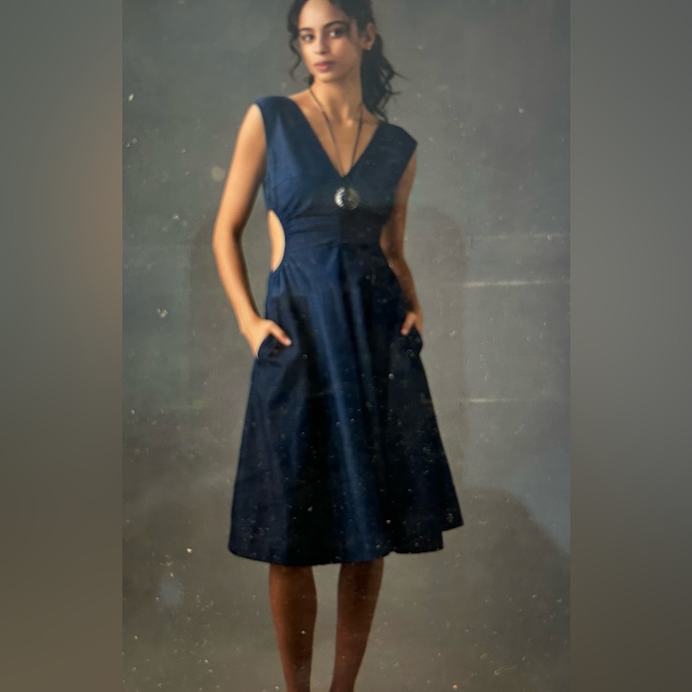 Denim V-Neck Cutout Sleeveless Dress